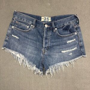 We The Free Indigo Denim Raw Hem Pants Sz 25